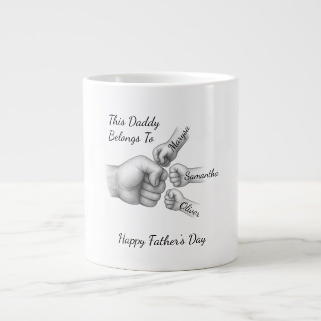 Taza De Café Gigante Este papá pertenece a - Regalo con nombres de niño (Frente)