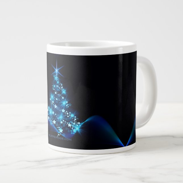 Taza De Café Gigante estilizado árbol de Navidad SlipperyJoe azul brill (Derecha)