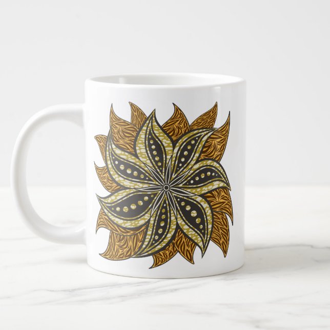 Taza De Café Gigante Estilo de Batik Floral Resumen Africano (Izquierda)