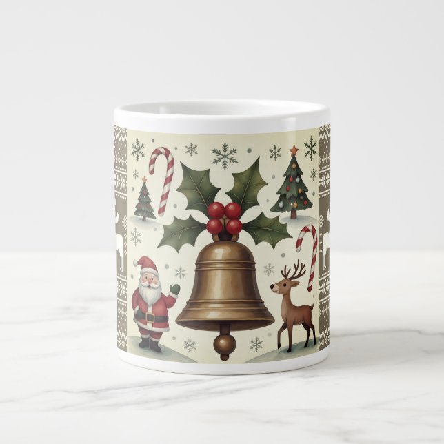 Taza De Café Gigante Estilo de época, patrón de Navidades (Frente)