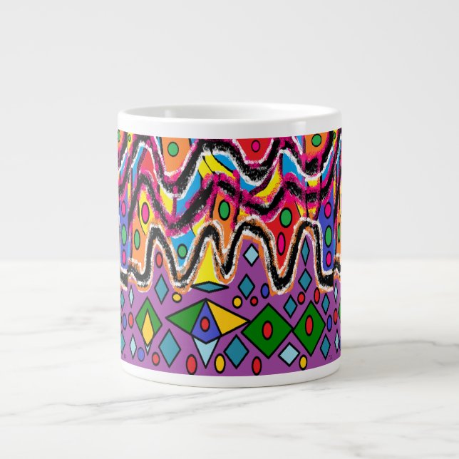 Taza De Café Gigante Estilo de pintura Dippy Hippy Retro (Frente)