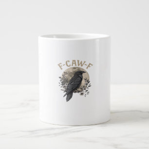 Taza De Café Gigante Estilo gráfico divertido de cuervo que dice F Caw