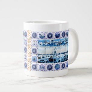 Taza De Café Gigante Estilo marítimo Amsterdam de Holanda Delftware de