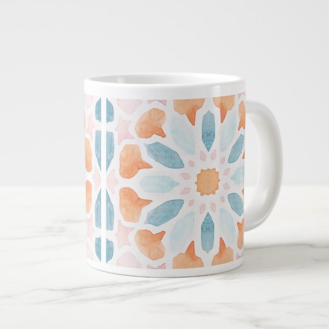 Taza De Café Gigante Estilo marroquí en azul y naranja 2 (Derecha)