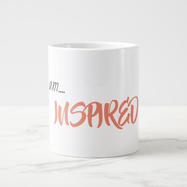 Taza De Café Gigante "Estoy... INSPIRADO" Frase coffee mug (Frente)