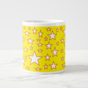 Taza De Café Gigante Estrellas blancas con fondo amarillo