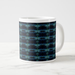 Taza De Café Gigante Estrellas de arcoiris verdes azules, patrón Artdec