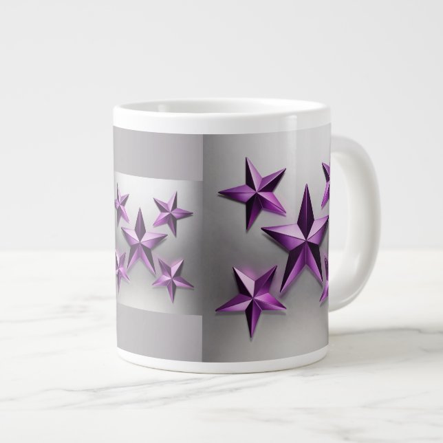 Taza De Café Gigante Estrellas moradas metálicas Gradiente Jumbo Mug Gr (Derecha)