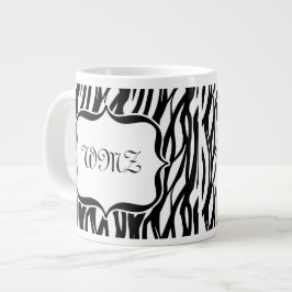 Taza De Café Gigante Estribos de cebra negros y blancos funky Personali