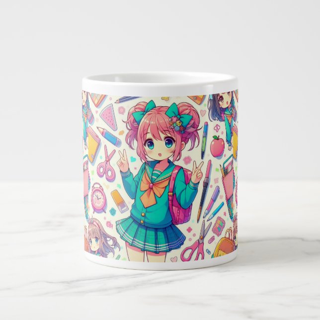 Taza De Café Gigante estudiante de anime (Frente)