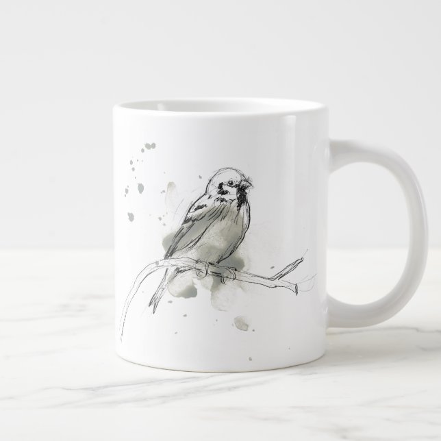 Taza De Café Gigante Estudio de aves gestural (Derecha)