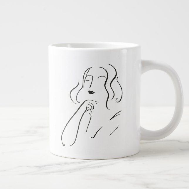 Taza De Café Gigante Estudio simple - Esbozo de una mujer (Derecha)