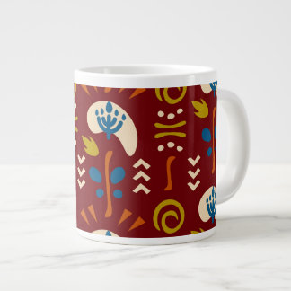 Taza De Café Gigante Ethnic Folk Floral Pattern