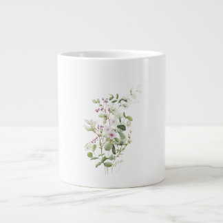 Taza De Café Gigante Eucalyptus Floral Watercolor  Speciality Mug 