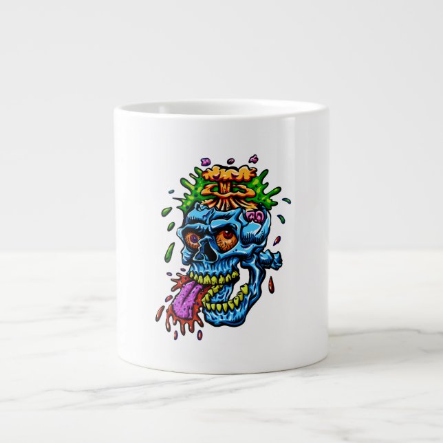 Taza De Café Gigante Explosión de Cráneo Colorido (Frente)