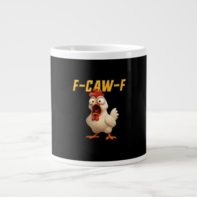 Taza De Café Gigante F-Caw-F Chicken Funny Chicken F-Caw-F Gear Vintage (Frente)