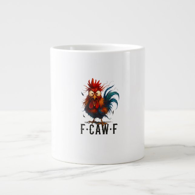 Taza De Café Gigante F-Caw-F Chicken Rooster Funny Meme (Frente)