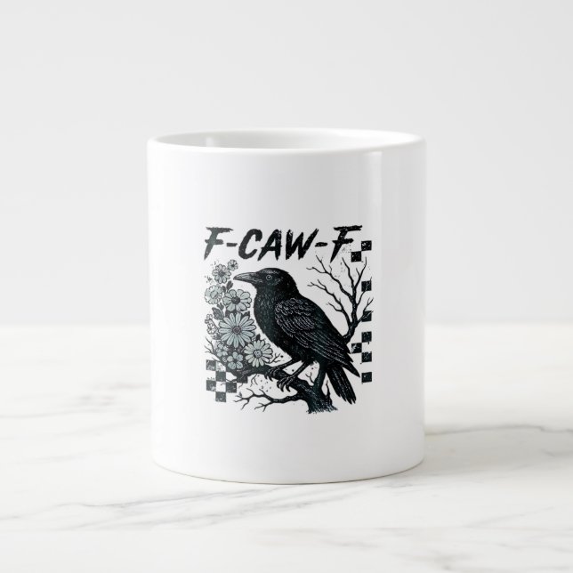 Taza De Café Gigante F-Caw-F Crow Bird Retro Classic (Frente)