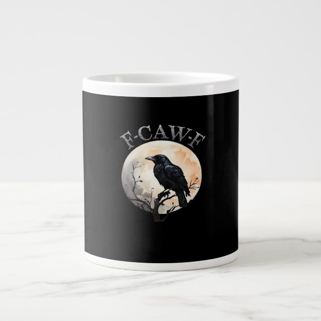 Taza De Café Gigante F-Caw-F Funny Bird Moon Minimal Clean (Frente)