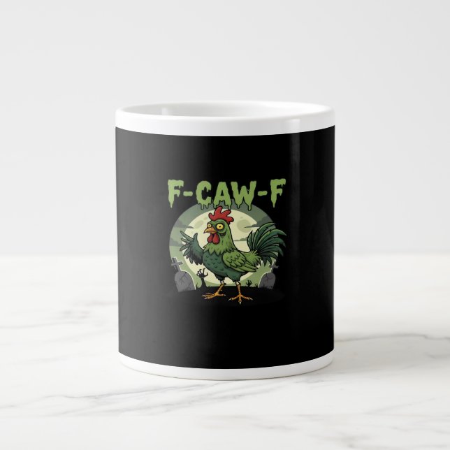 Taza De Café Gigante F-Caw-F Funny Chicken Halloween Vintage Classic (Frente)