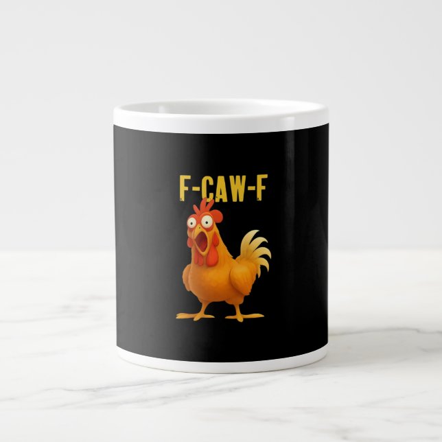 Taza De Café Gigante F Caw F Funny Chicken Meme Trendy Modern Style (Frente)