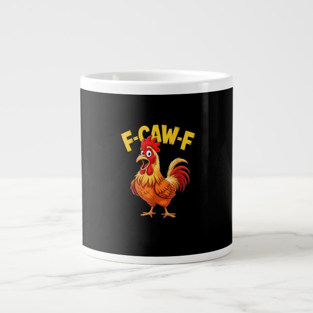Taza De Café Gigante F-Caw-F Funny Humor Quote Rooster Meme Chicken Lov (Frente)