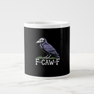 Taza De Café Gigante F-Caw-F Texto de hueso Cráneo Cuervo - Humor Macab