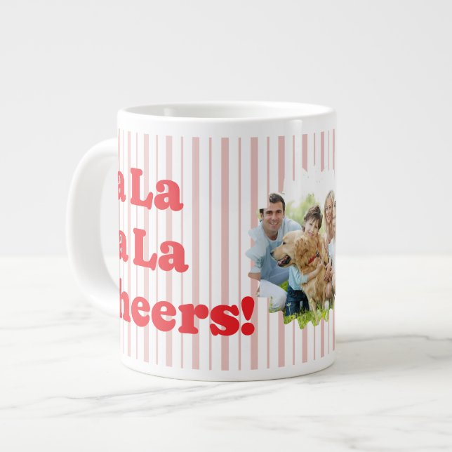 Taza De Café Gigante Fa La La Cheers Christmas Party Striped (Izquierda)