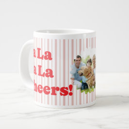 Taza De Café Gigante Fa La La Cheers Fiesta de Navidad a Rayas