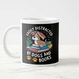 Taza De Café Gigante Fácilmente Distraído por Perros y Libros Mascotas 