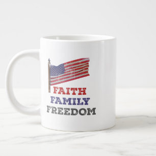 Taza De Café Gigante Faith Family Freedom