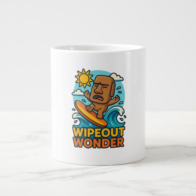 Taza De Café Gigante Fallo en la cicatriz de la Wipeout Moai Chibi (Frente)