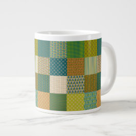 Taza De Café Gigante Falsas patchwork, colores de la Tierra: Jumbo Coff