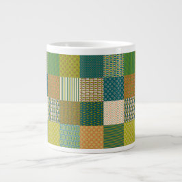 Taza De Café Gigante Falsas patchwork, colores de la Tierra: Jumbo Coff