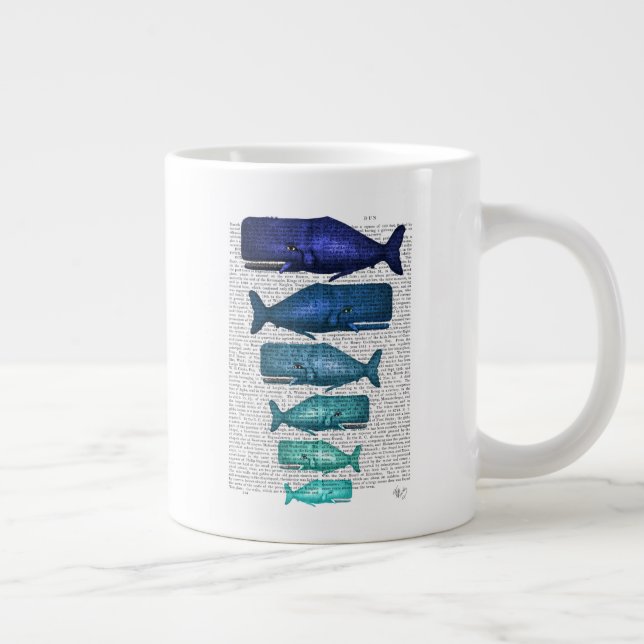 Taza De Café Gigante Familia ballena azul (Derecha)