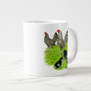 Taza De Café Gigante Familia de la gallina enana Old English Barred
