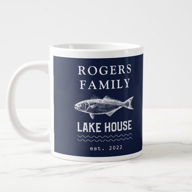 Taza De Café Gigante Familia Personalizada Nombre Casa Lago (Izquierda)