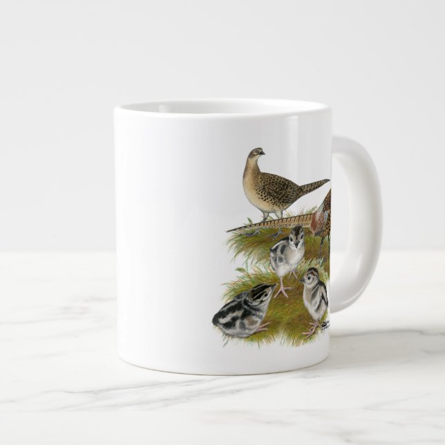 Taza De Café Gigante Familia Pheasant Ringneck (Derecha)