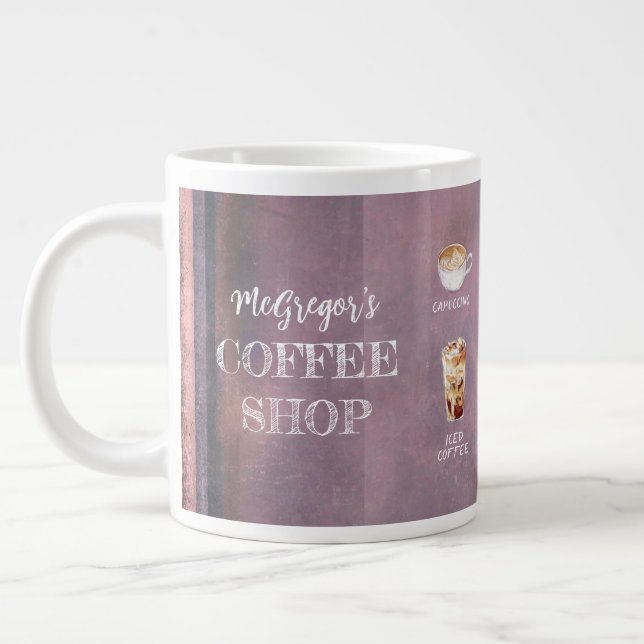 Taza De Café Gigante Familia Rustic Coffee Shop o Purple comercial (Izquierda)