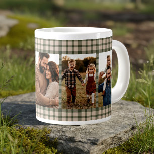 Taza De Café Gigante Familiar Foto Familiar Plaid Verde 5 Imagen Vertic