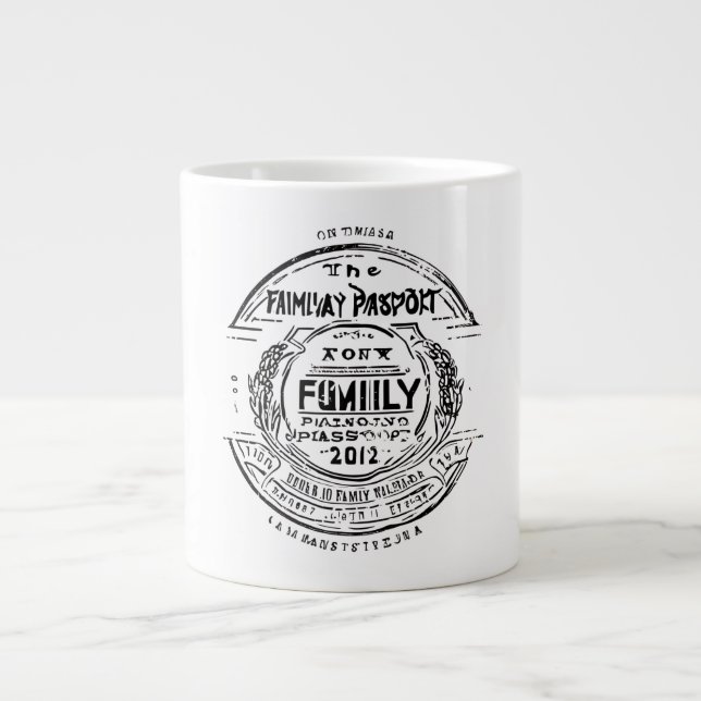 Taza De Café Gigante Family Passport Stamp Personalized Custom Travel  (Frente)