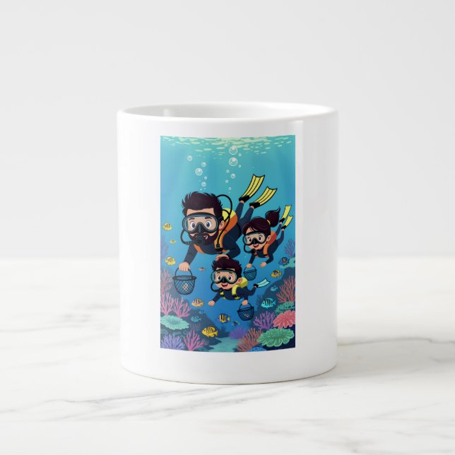 Taza De Café Gigante Family Scuba Diving Fun (Frente)