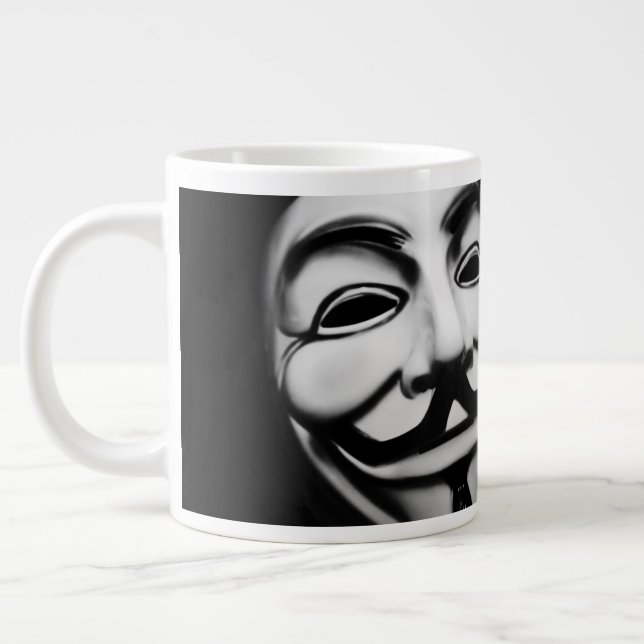 Taza De Café Gigante Famosa sonrisa de hackers anónimos (Izquierda)