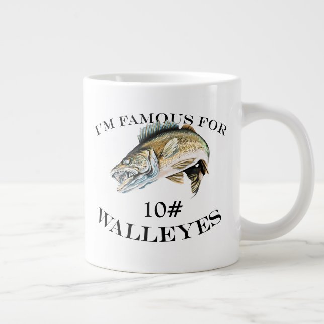 Taza De Café Gigante Famoso Para 10 LB Walleyes Personalizado (Derecha)