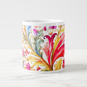 Taza De Café Gigante Fancy Florentine Design Watercolor Leaves