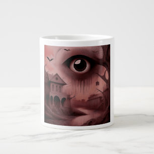Taza De Café Gigante Fantasía: Casa en ruinas con ojo gigante