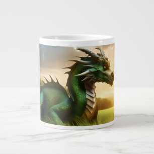 TAZA DE CAFÉ GIGANTE FANTASÍA DE DRAGÓN VERDE MÁGICO