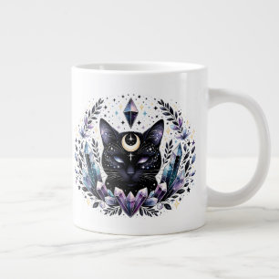 Taza De Café Gigante Fantasía Gato sotétrico de cristal negro