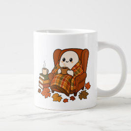 Taza De Café Gigante Fantasma Acogedor de Otoño con Café | Lectura Otoñ