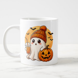 Taza De Café Gigante Fantasma bebiendo café helado con Halloween de cal